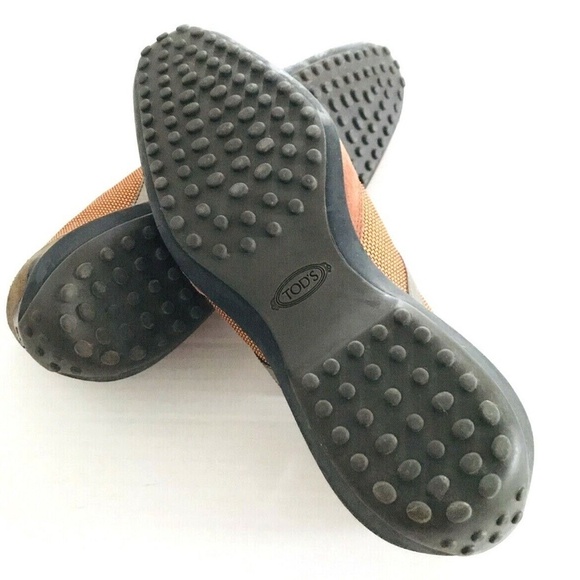 Tod's | Suede Lace Up Mesh Shoes Womens Size 40 Orange Pointy Toe Casual - Picture 8 of 10